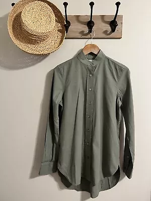 Frame Le Tunic Military Button Down Shirt Blouse Olive Green S Mandarin Collar • $29.99