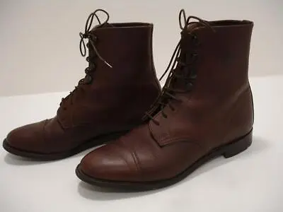 Women's UK 7.5 US 9.5 Marlborough Equestrian Brown Leather Lace-Up Boots England • $19.99