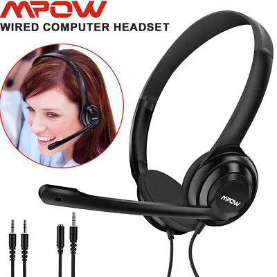 £9.45 • Buy Office Call Center 3.5mm Wired Headset Headphone With Microphone Mic PC Laptop 