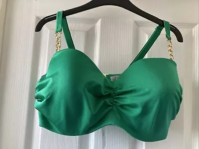 Bnwt Woman’s Green UNDERWIRED Padded Bikini Top Size 38F • £9