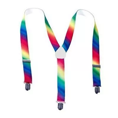 Rainbow Coloured Adjustable Unisex Braces Suspenders Party Fancy Dress • £4.49