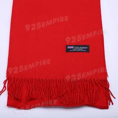 Men's 100% CASHMERE Warm PLAIN Scarf Pure Solid Red Wool MADE IN SCOTLAND • $7.99