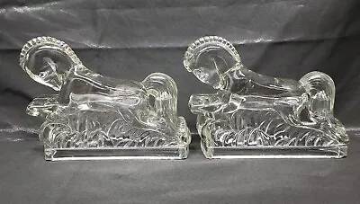 Vintage L.E. Smith Art Deco Glass Jumping  Horse 9  X 7  Pair 8.5 Lbs Total 4506 • $50.87