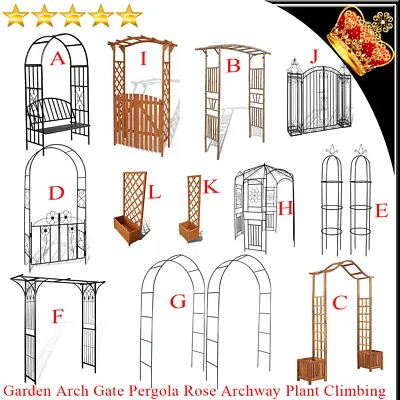 Garden Arch Gate Metal Wooden Decorative Pergola Rose Archway Plants Climbing AU • $253.19