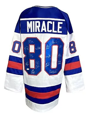 1980 USA Miracle On Ice (15) Team Signed Custom White Hockey Jersey JSA ITP • $899.99