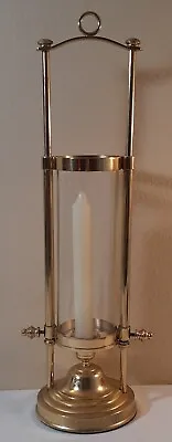 $10 • Buy Vintage Brass And Glass Hurricane Candle Chimney Candlestick Votive