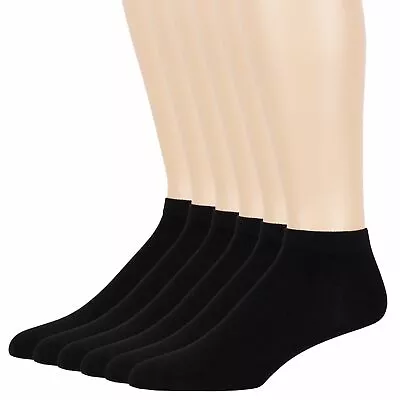 Men's Bamboo 6 Pack Anti-itch Solid Thin Casual Low Cut Socks Large 10-13 Black • $19.99