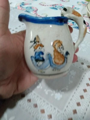 $16.99 • Buy Antique Vintage Made Japan Cat Handle Mini Pitcher 3.5  Tall  Milk Creamer