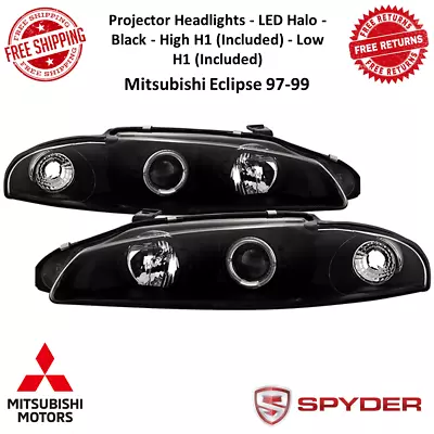 Spyder Signature LED Halo Black Projector Headlight For 97-99 Mitsubishi Eclipse • $254.56