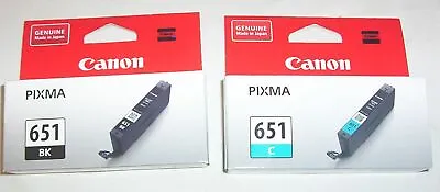 2 X Canon Genuine 651 Blackcyan Cartridge - IP7260MG5460MG6360MG5560MG646 + • $12