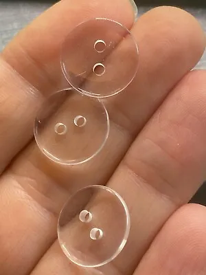 15mm Clear Transparent Buttons Sewing Replace Bedding Buttons Knitting 2 Hole • £2.20