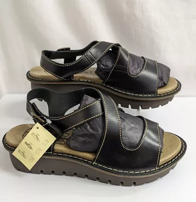 £10.50 • Buy Ladies BNWT FLY LONDON Black Leather Sandals UK 7 CG M29