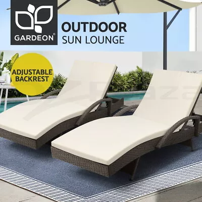 $338.96 • Buy Gardeon 2pc Sun Lounge Wicker Lounger Outdoor Furniture Day Bed Rattan Patio