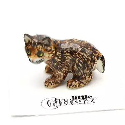 Little Critterz Bobcat Kitten  Whiskers  Animal - Miniature Porcelain Figurine • $12.99