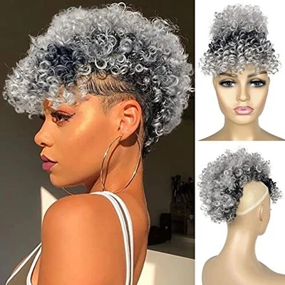 $26.14 • Buy Allyreetress Afro Puff Drawstring Ponytail Mohawk Wig With Bangs For Black Wo...