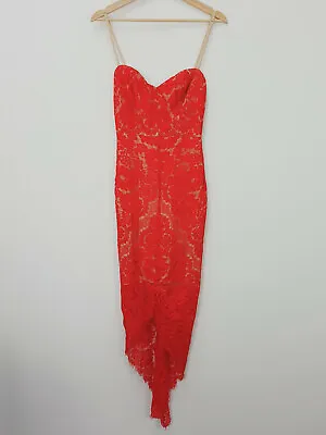 LUXE - ELLE ZEITOUNE | Womens Red Macey Lace Dress [ Size AU 6 Or US 2 ] • $120