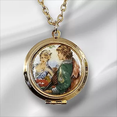 Vintage Courting Couple Locket Necklace • $18