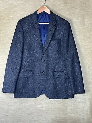 M&S Luxury Wool Blazer Men's Size M 42  Grey Moon Tweed Fabric Jacket Pockets • $53.19
