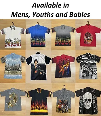 Mens Youths Babies Printed Hawaiian Shirt Print Summer Stag Party Various Style  • £9.99