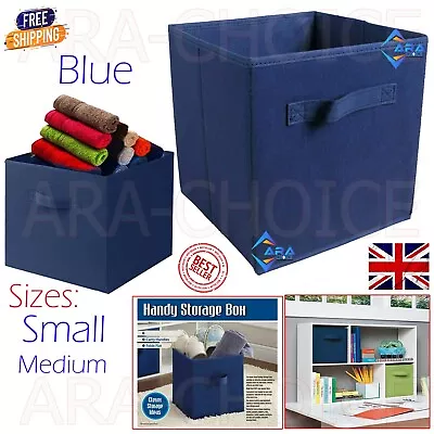 Blue Collapsible Foldable Storage Box Fabric Cube Drawer Canvas Organizer Basket • £4.45