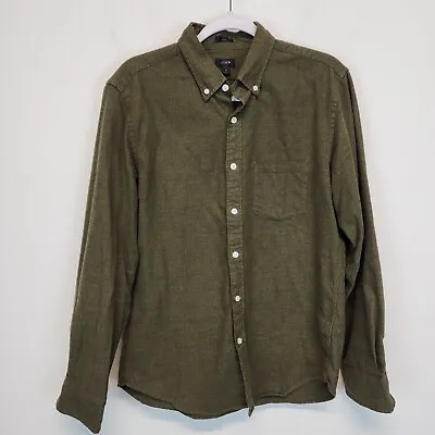 J.CREW Mens Green Flannel Shirt Large Slim Fit Long Sleeve Button Front Collared • $25.82