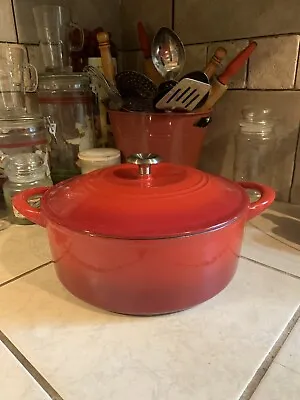 Tramontina Cast Iron Dutch Oven 7 Qt Round Shape Cookware Double Handle With Lid • $50