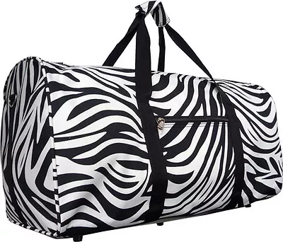 22  Women's Zebra Print Gym Dance Cheer Travel Carry On Duffel Bag - Black • $27.99