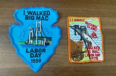 Vintage 1978 And 1998 Labor Day I WALKED BIG MAC Mackinac Bridge Patches  • $16