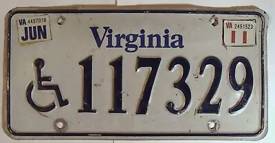 Virginia VA License Plate Tag Vintage 2011 Handicapped # 1117329 A2 • $12.95