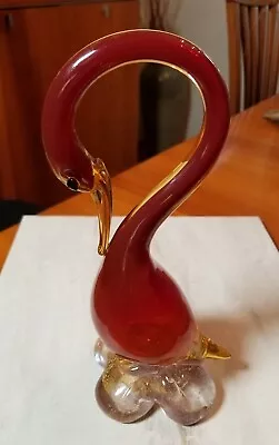 Vintage Murano 9 1/2  Pink & Yellow Glass Swan Very Nice  • $19.95