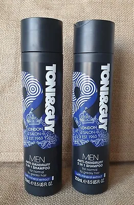 TONI&GUY MEN ANTI-DANDRUFF 2 IN 1 SHAMPOO For Normal To Greasy Hair 250ml 2x • £10