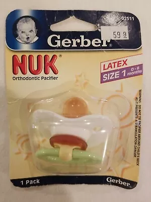  Gerber Orthodonitic Nuk Pacifier 2005 Size 1 0-6m White  Green Lot 02511 NIP • $19.11