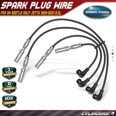 4x Spark Plug Wire Set For Volkswagen Beetle Golf Jetta 1999 2000 2001 L4 2.0L • $28.99