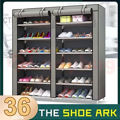 $28.55 • Buy 2 Doors Shoes Cabinet Storage Shoe Rack With Cover 36 Paris Portable Wardrobe