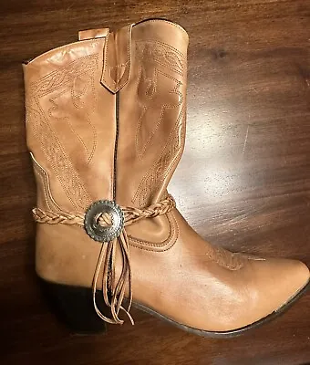 Oak Tree Farms Arroyo Leather Western Boots Fawn Women 10 Original Box EUC • $40