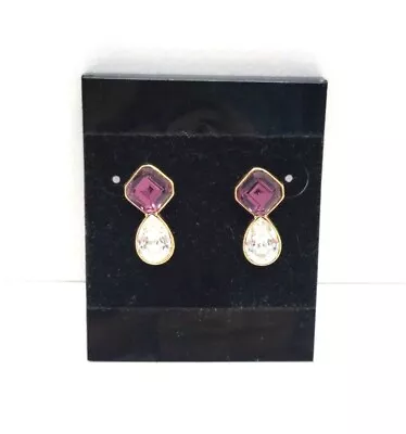 Vintage Swarovski Crystal Amethyst Earrings/Post Pierced Earrings/S.A.L./Jewelry • $38.25