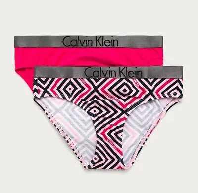 Calvin Klein Customised Stretch Bikini Briefs 2-Pack Girls 12-14 Years Pink + • £13.50