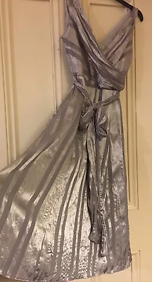 £8 • Buy Rocha John Silver Grey Crinkled Wedding Guest Occasion Party Dress UK 10