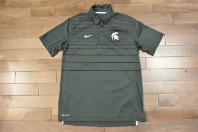 Men's NIKE Dri Fit Michigan State Spartans Polo Shirt Forest Green Medium • $18