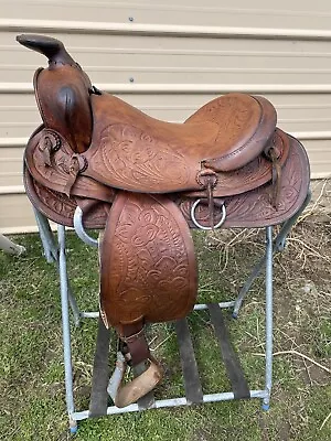 Used/Vintage 14” Round Skirt Slick Seat Western Saddle W/semi Bars US Made • $85