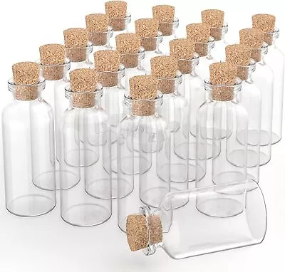 10 Ml Cork Stopper Glass Bottles Mini Transparent Glass Bottles 24 Pcs. • $13