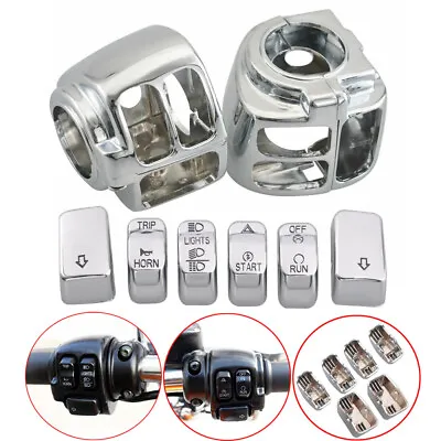 $37.99 • Buy Switch Housing Cover + 6PC Switch Chrome For Harley Sportster V-Rod Softail Dyna