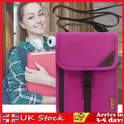 Waterproof Travel Passport Bags RFID ID Credit Card Neck Pouch (Rose Red) • £7.39