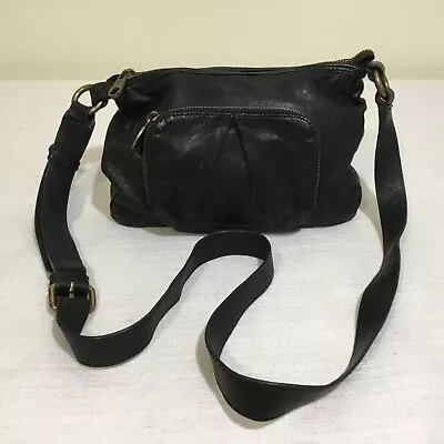 UGG Black Tumbled Leather Shoulder Crossbody Purse Handbag • $49.97