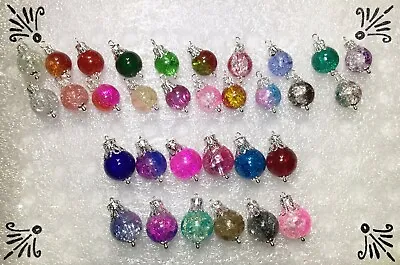 Handcrafted Miniature Multicolor Christmas Tree Ornament Crackle Glass 10mm 12mm • $22.99