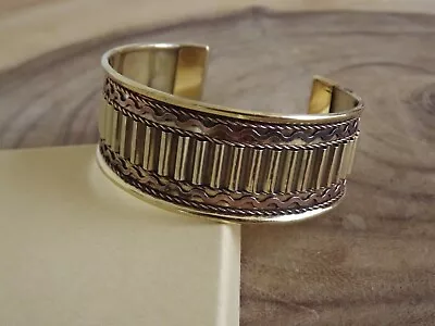 Solid Brass Two Tone Cuffed Health Bracelet * Men Women Brass Bracelet • $12.20