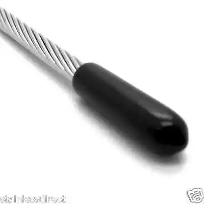 £4.11 • Buy 10 X 6mm PUSH ON WIRE ROPE END CAPS IN BLACK