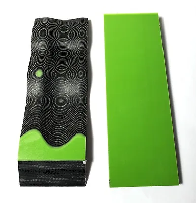 G10 3/8 .375 6x2 ACID GREEN / BLACK LAYERED KNIFE HANDLE SCALES 2 Pcs.  • $15.99