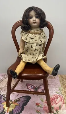 Antique Early German Bisque Gebruder Kuhnlenz Doll 8  With Chair As-Is PA Estate • $65