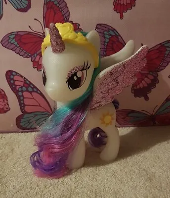 My Little Pony G4 6  Sparkling Princess Celestia With Glitter Wings & Eyeshadow • £11.15